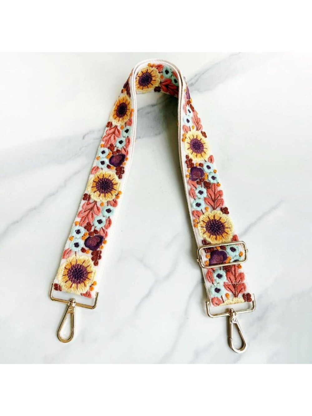 Adjustable Embroidery Flower Crossbody Purse Strap - Wide Shoulder Handbag Strap - Picture 7 of 8